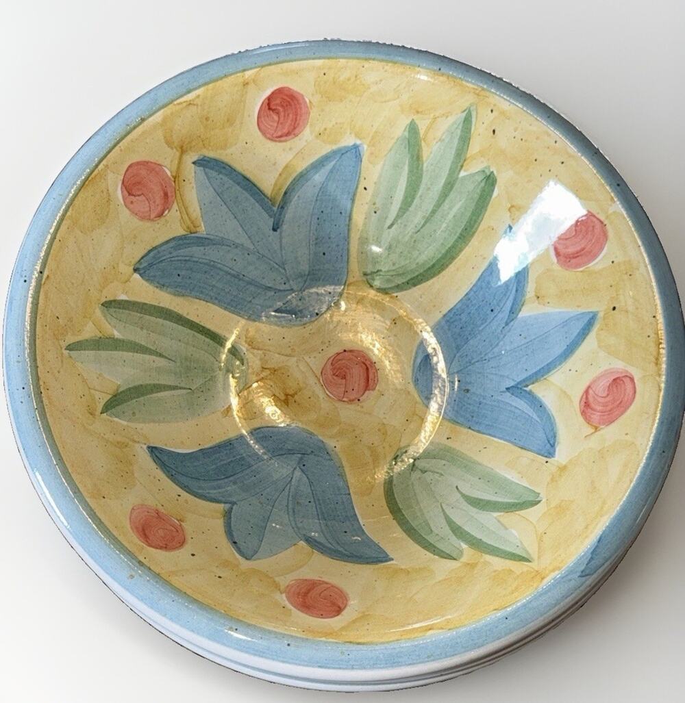 Five (5) Bella Ceramica Corsica Soup Bowls Hand Painted Tuscan Style 8.75”